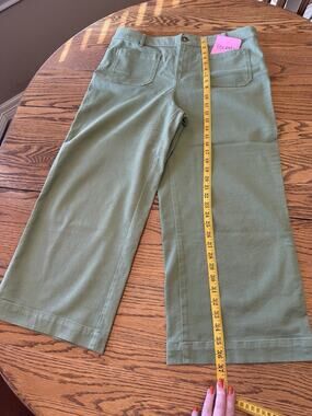 Loft Palmer Wide Leg Cropped Pants Size 14 Green